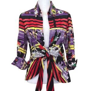 Mischa black/red print top, medium, eclectic, bold, colorful, artisan, bohemian